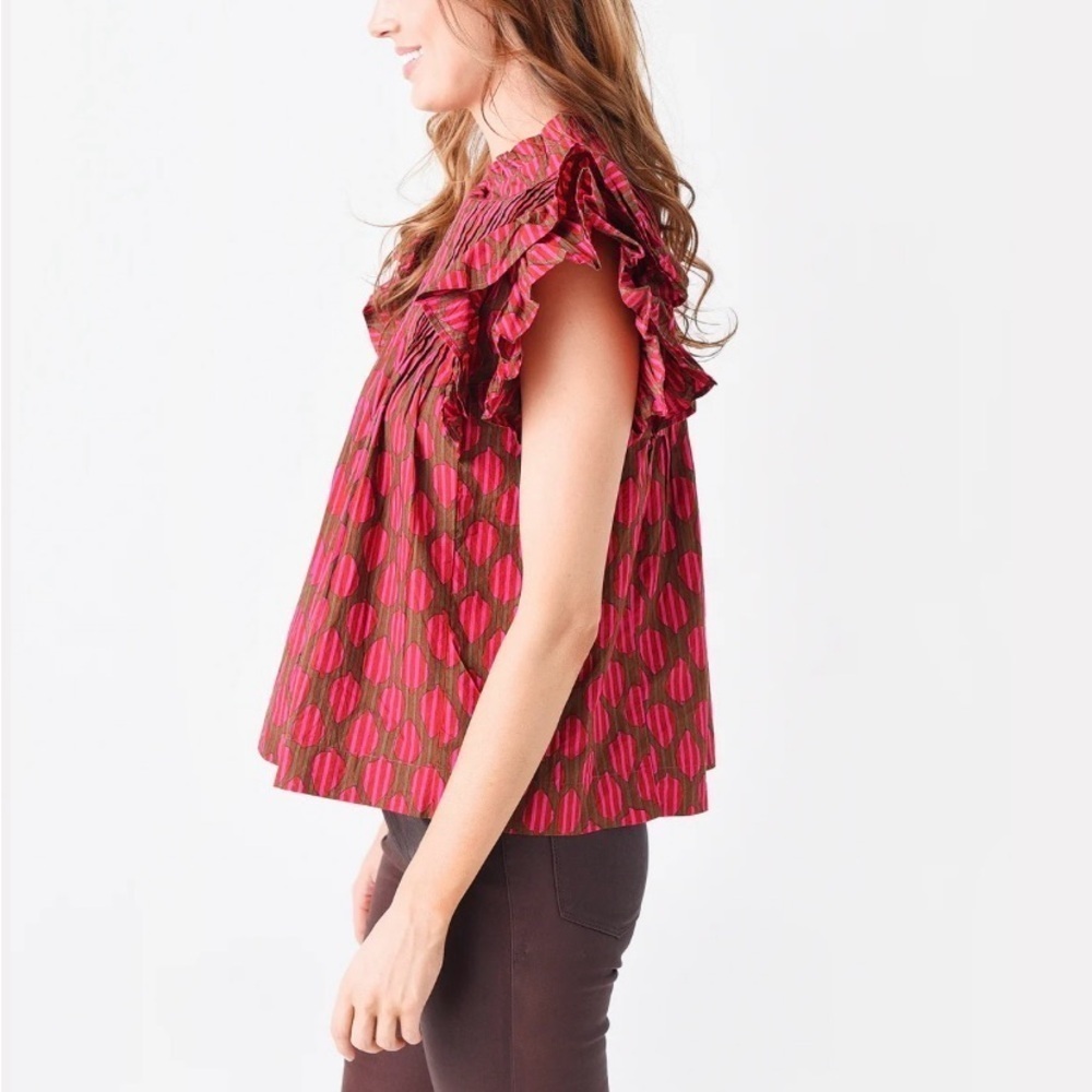 OLIPHANT PINTUCK RUFFLE BLOUSE - Picture 3 of 10